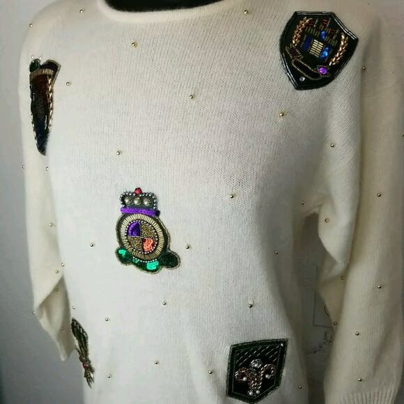 Marisa Christina Sequin Military Style Patches Shield Badge Emblem Appliques - Picture 14 of 15